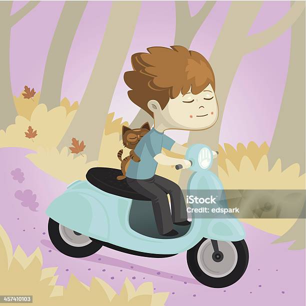 Scooter Ride Stock Illustration - Download Image Now - Affectionate, Animal, Autumn