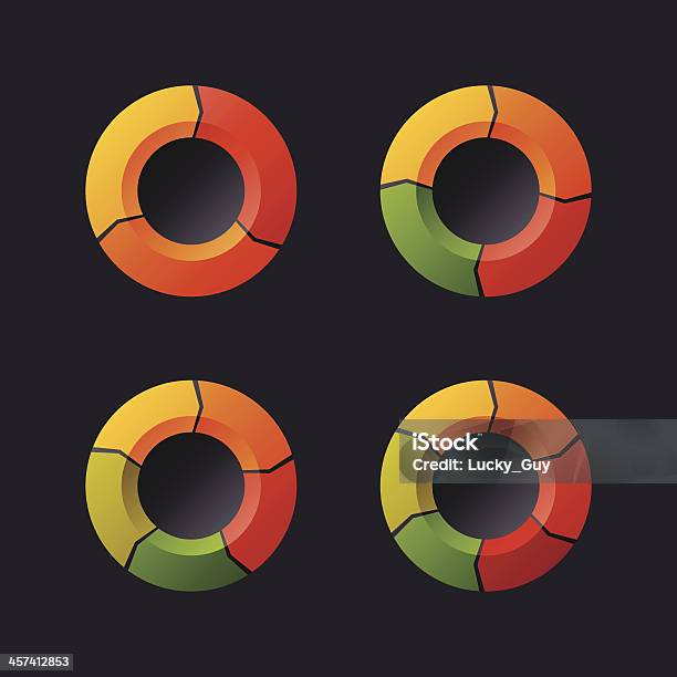 Diagramma Circolare Modello Set Vettore - Immagini vettoriali stock e altre immagini di Cinque oggetti - Cinque oggetti, Infografica, Palcoscenico