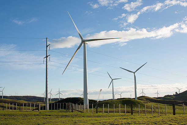 Wind Turbines Te Apiti windfarm in the region of Manawatu, New Zealand.   manawatu stock pictures, royalty-free photos & images