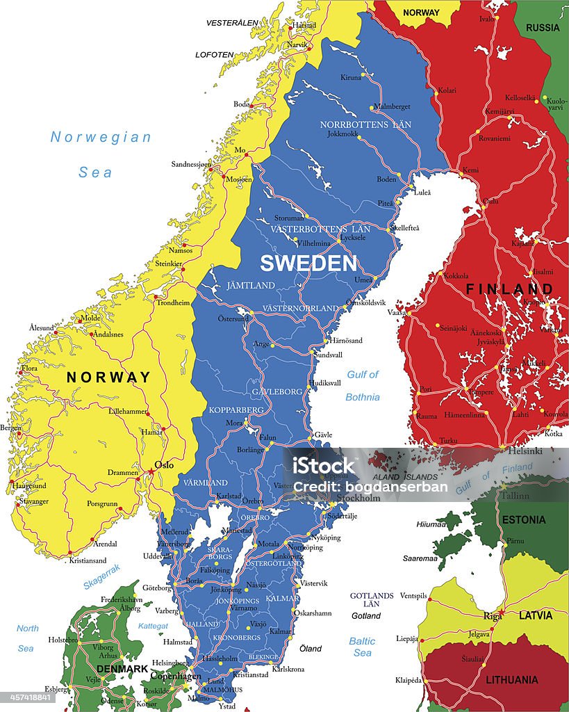 スウェーデンマップ - 地図のロイヤリティフリーベクトルアート