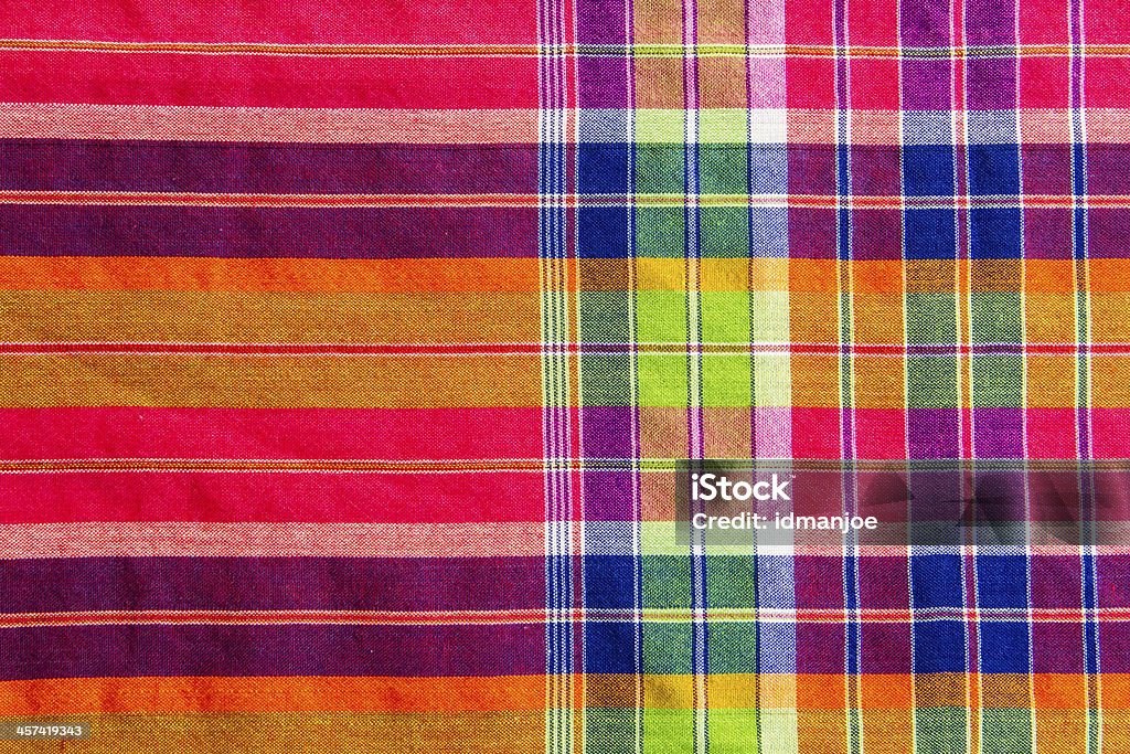 Colorful scott fabric Colorful scott and line  close up fabric . Abstract Stock Photo