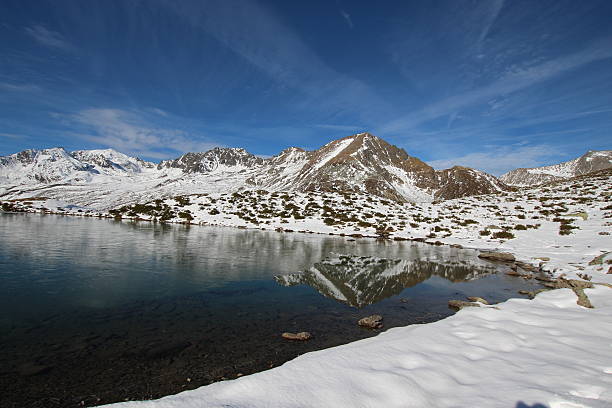 istock Reflection & First Snow in Autumn, Panorama Hirschebensee, Tyrol, Austria 457419433