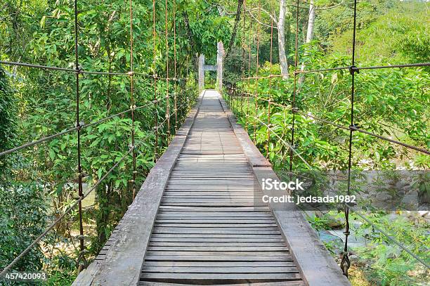 Wooden Suspension Bridge Stock Photo - Download Image Now - Adventure, Bridge - Built Structure, Challenge