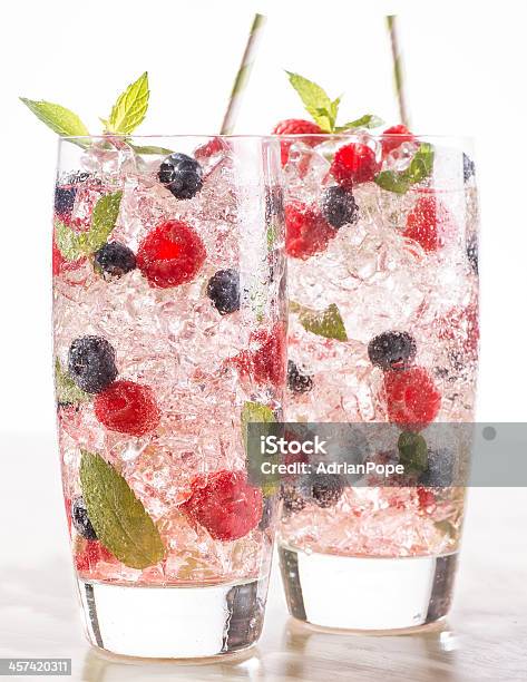 Blueberry Raspberry Mint Soda Stock Photo - Download Image Now - Berry Fruit, Blue, Blueberry
