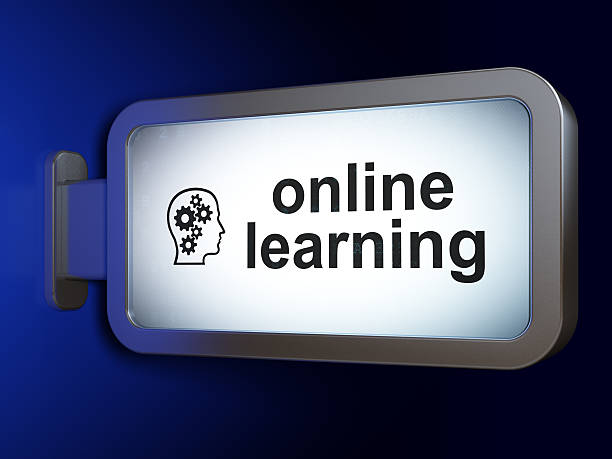 istock Education concept: Online Learning and Head With Gears on billbo 457423227