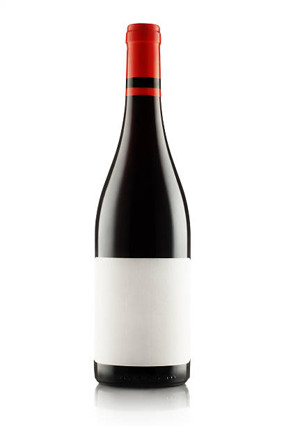 Red wine bottle, clipping path included stock photo