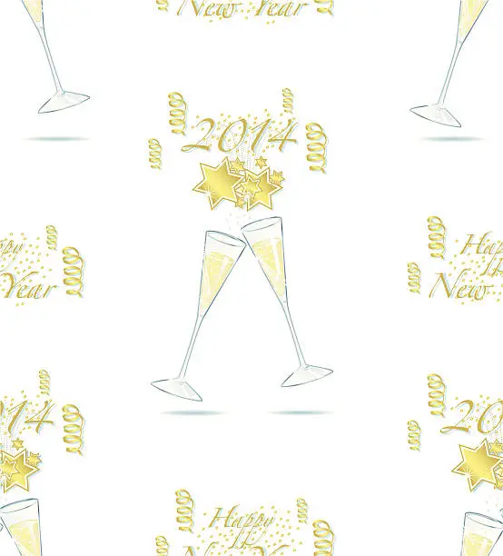Vector illustration of Happy New Year! Champagner Sylvesterparty (seamless pattern).