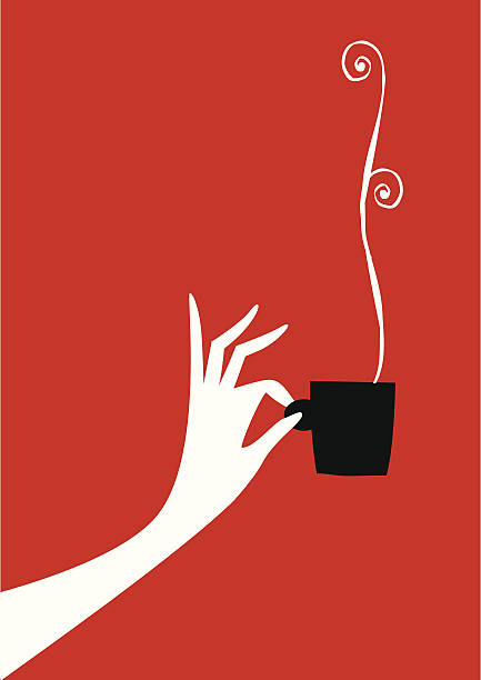 女性手に、コーヒーやティーをお楽しみいただけます。 - tea cup illustrations点のイラスト素材／クリップアート素材／マンガ素材／アイコン素材