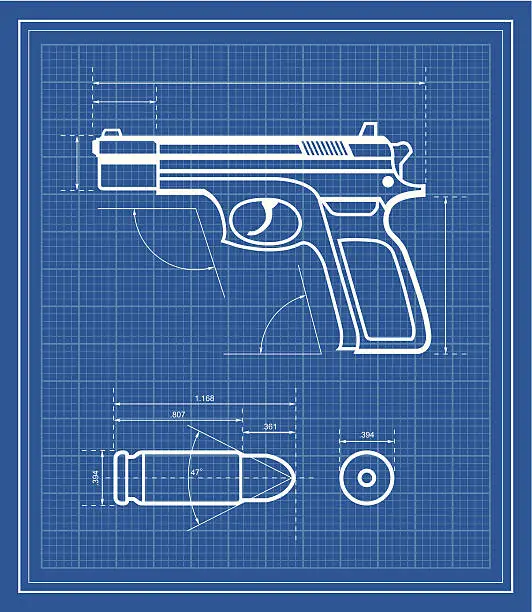 Vector illustration of Handgun blueprint