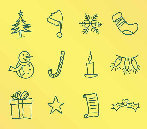 Doodle Christmas icons vector art illustration