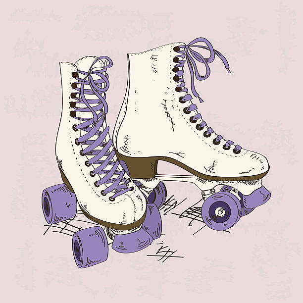 stockillustraties, clipart, cartoons en iconen met illustration with retro roller skates - rolschaatsen ijs of rolschaatsen