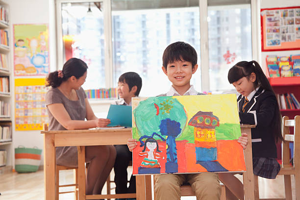 istock Portrait of one student holding a painting 457437085