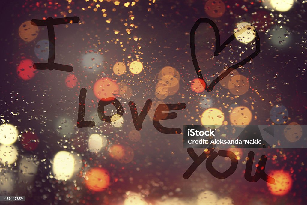 I love you "I love you" written on a foggy glass Windshield Stock Photo