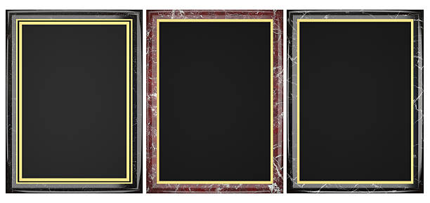 Black and Red Marble Plaque Collection stock photo