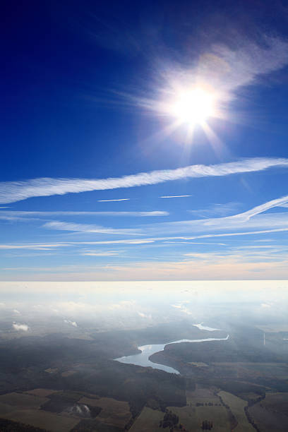 istock Blue sky above the thermal inversion. Autumn 457467187