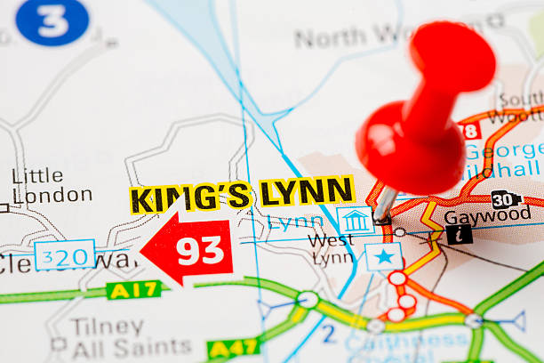 United Kingdom capital cities on map series: King's Lynn Source: "World reference atlas"Source: "World reference atlas" kings lynn stock pictures, royalty-free photos & images