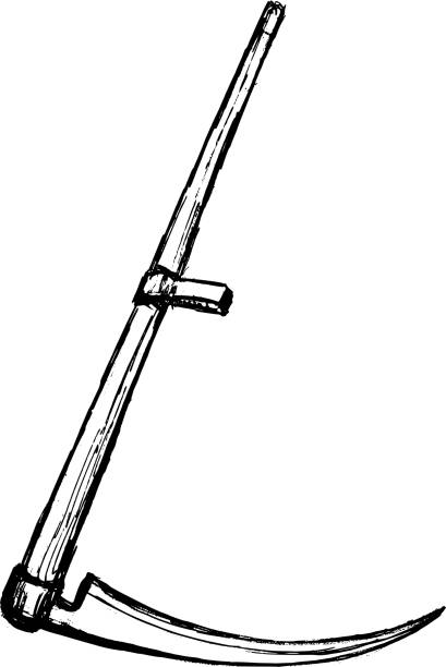 sketch image of scythe sketch, cartoon, vector image of a scythe Scythe stock illustrations