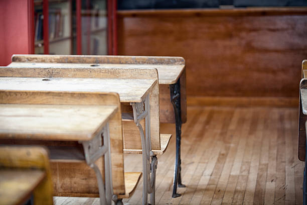 istock Vintage Wooden Desks in an Academy 457501243