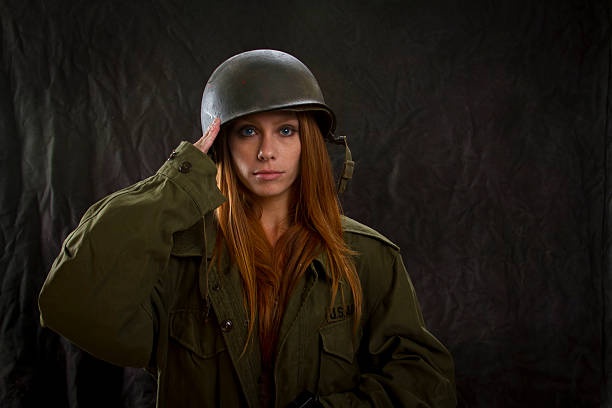 istock Army Girl Salutes 457513347