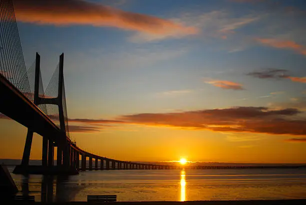 Photo of Vasco da Gama Bridge near Lisbon Portugal