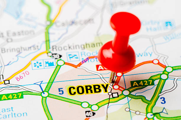 istock United Kingdom capital cities on map series: Corby 457519979
