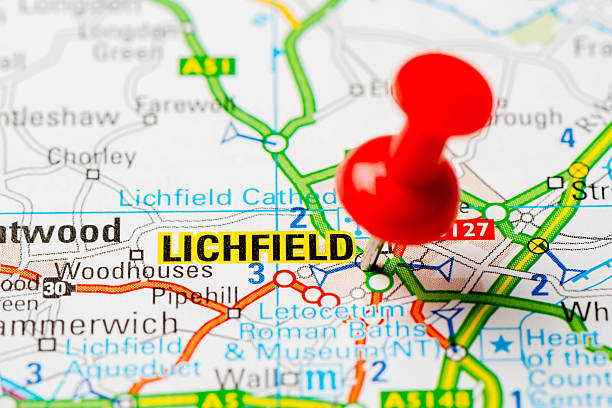 istock United Kingdom capital cities on map series: Lichfield 457520623