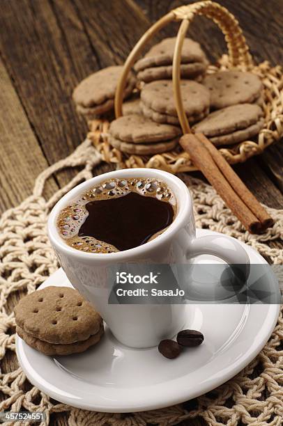 Cup Of Coffee And Cookies Stock Photo - Download Image Now - Baked Pastry Item, Bakery, Basket