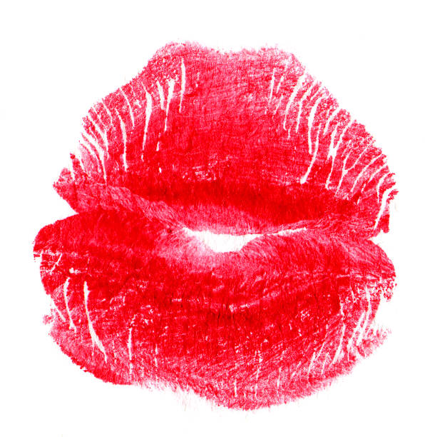 istock Woman's kiss stamp on a white 457542867