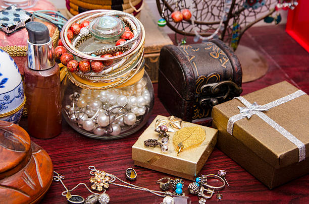 istock Fashionable women's jewelry, bangles and gift boxes 457549153