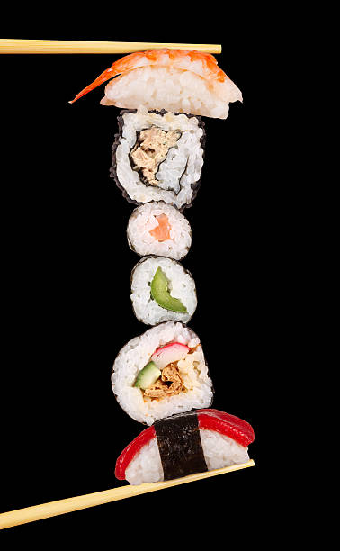 sushi-essen - japanese cuisine appetizer gourmet caviar stock-fotos und bilder