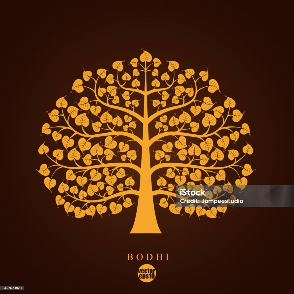 Golden Bodhi tree symbol, vector illustration Pattern stock vector