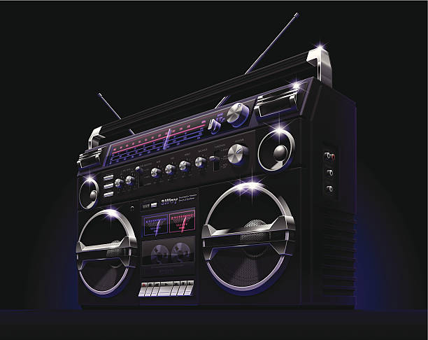 Black Boombox Illustration. boom box stock illustrations