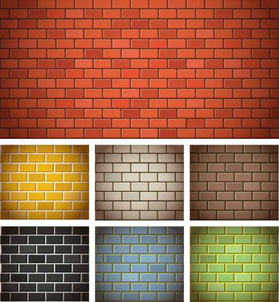 illustrations, cliparts, dessins animés et icônes de textures différentes couleur brique - backgrounds yellow textured built structure