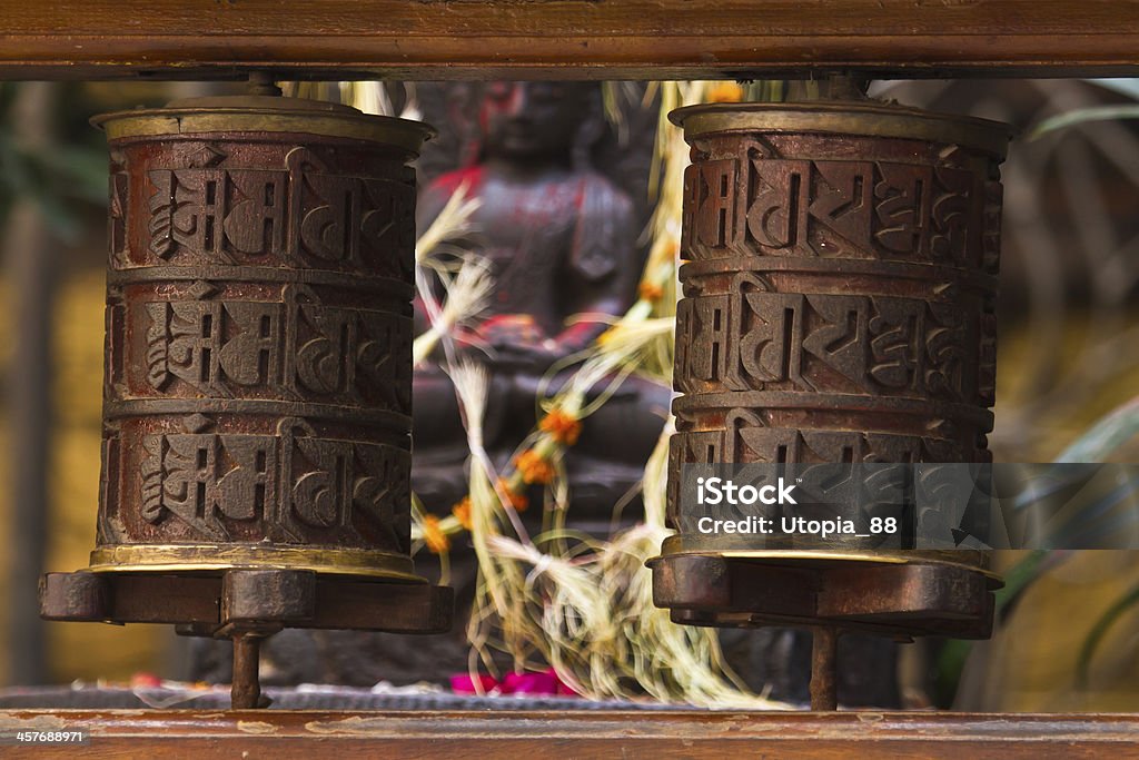 Prayer wheel in buddhist temple, Nepal Hanuman dhoka temple , Kathmandu, Nepal Asia Stock Photo