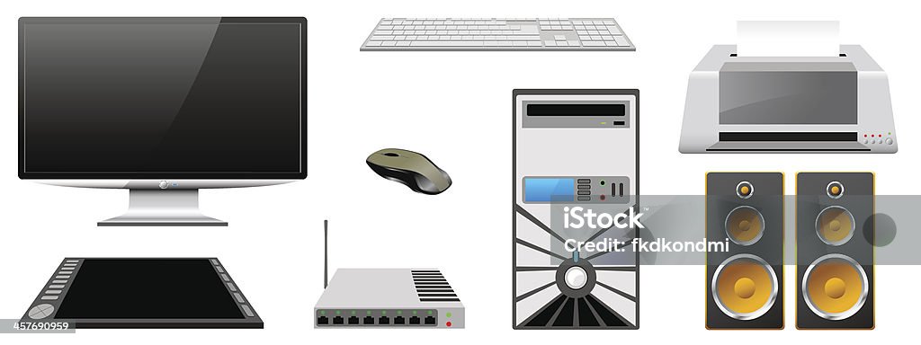 Peripheral Computer Backdrop Computer Peripheral Devices Are Isolated On A White Background Stock ...