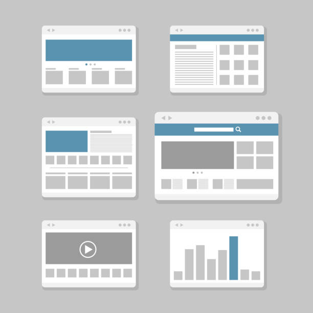 illustrations, cliparts, dessins animés et icônes de pages du site web de la collection - modèle social