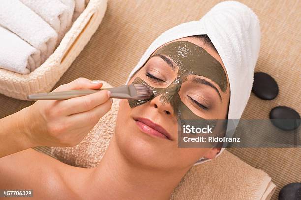 Woman With Green Clay Mask At Spa Stock Photo - Download Image Now - Seaweed, Facial Mask - Beauty Product, Algae