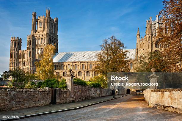 Magnificent Cathedral At Ely Towers Above Small Streets In Sunshine Stock Photo - Download Image Now