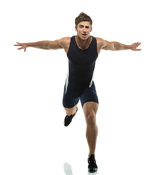 istock Front view of a young athlete running 457708599