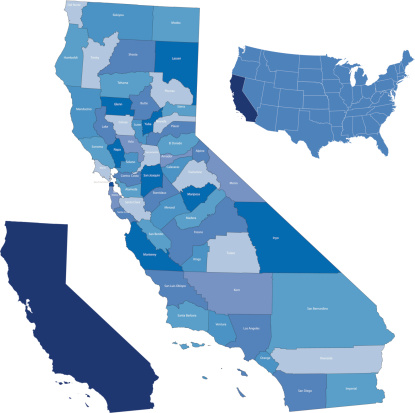 highly detailed map from California state & counties for your design and products.