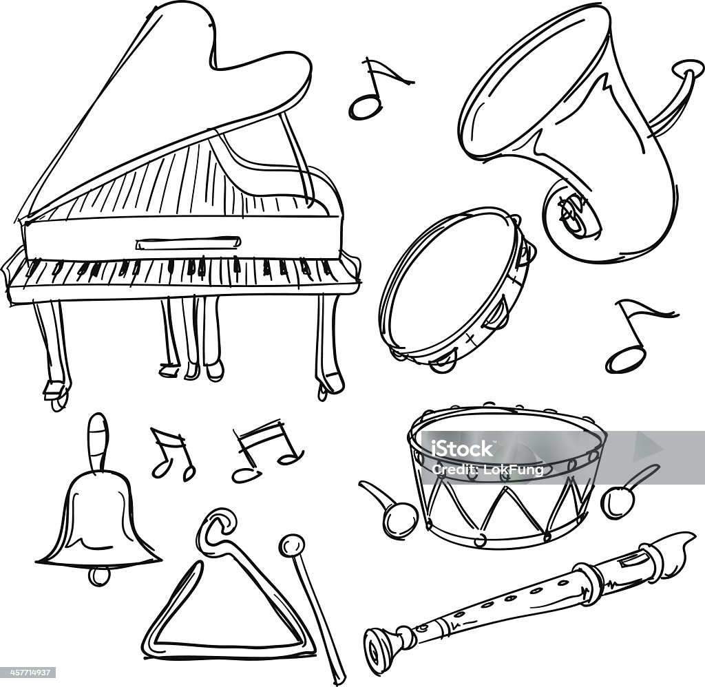 Instrument muzyczny Kolekcja w stylu Szkic - Grafika wektorowa royalty-free (Szkic - Rysunek)