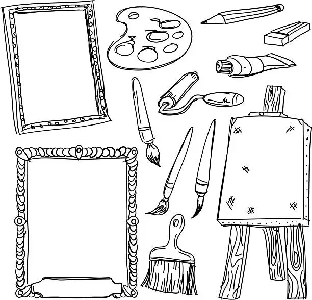 Vector illustration of Drawing tools collection in sketch style