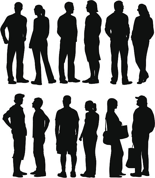 November People Silhouettes of people standing. man gay stock illustrations