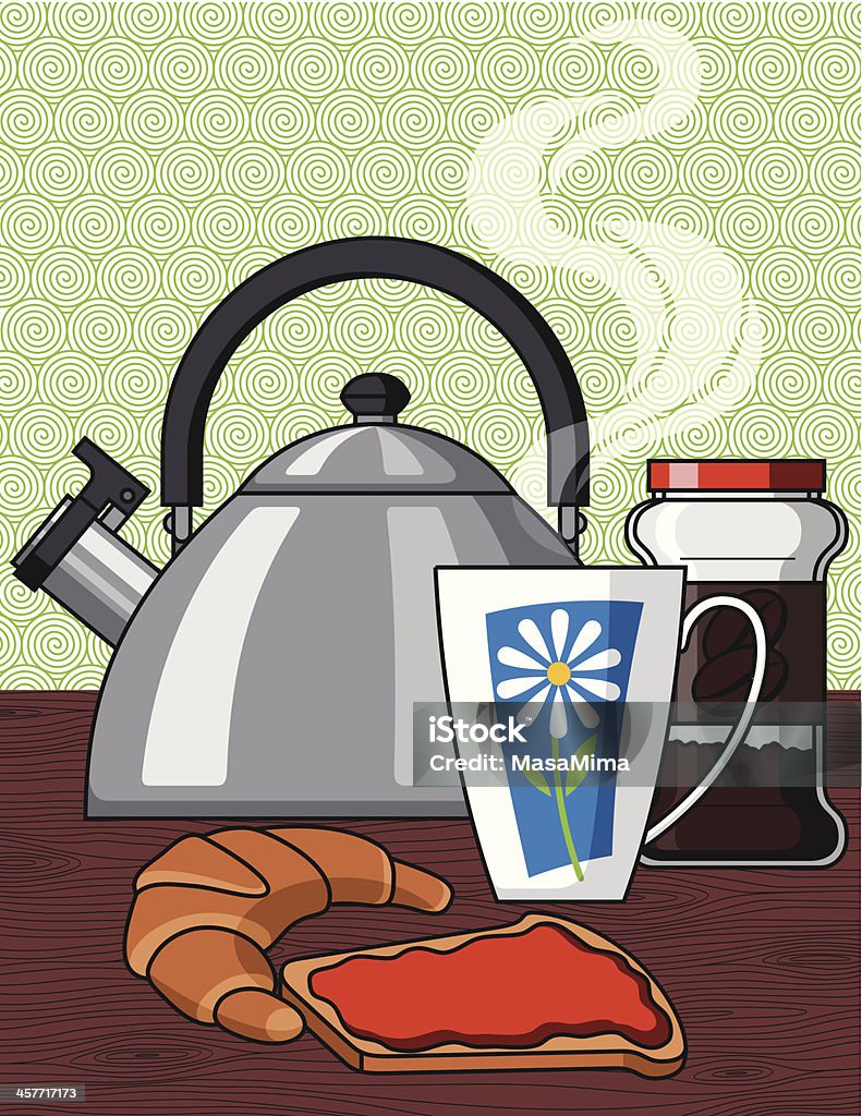 Café por la mañana - arte vectorial de Pan - Comida básica libre de derechos