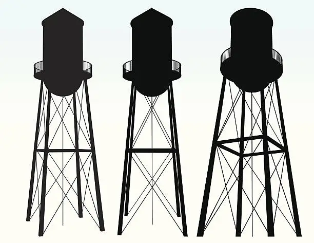 Vector illustration of Water Tower Silhouette