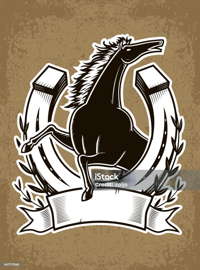 Emblema di cavallo - arte vettoriale royalty-free di Ferro di cavallo - Accessorio per animali