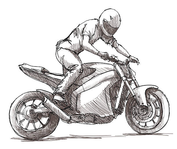 sport vector illustration of a man engaged in motorsport motorcycle drawings stock illustrations