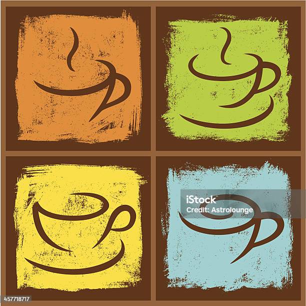 Vier Kaffeeframes Stock Vektor Art und mehr Bilder von Kaffee - Getränk - Kaffee - Getränk, Malfarbe, Icon