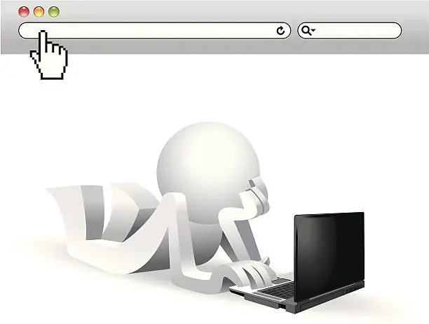 Vector illustration of Simplified man Lazy Web Browser