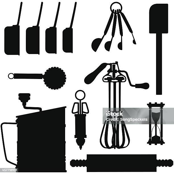 Backen Und Küche Silhouetten Stock Vektor Art und mehr Bilder von Ausstechform - Ausstechform, Eieruhr, Illustration